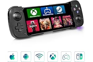 COOLAADO Bluetooth Mobile Gaming Controller for iPhone & Android, Handheld Wireless Phone Gamepad with Adjustable Clip and Hall Effect Joysticks/Trigger- Also Support Play Xbox/PS/Cloud/Steam (Black)