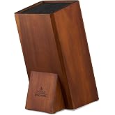 Universal Knife Block Without Knives, Acacia Wood Countertop Knife Holder | Flexible Bristle Storage for Chefs and Home Cooks, Removable Insert Keeps Knives Organized &amp; Easy to Clean in Modern Kitchens
