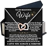 VIRAGIL Wife Necklace From Husband, To My Wife Necklace, Interlocking Heart Necklace Box For Wife, Stainless Steel Wife Jewelry Message Card, Birthday, Anniversary, Christmas Gifts
