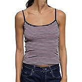 Women Y2K Stripe Print Camisole Preppy Spaghetti Strap Scoop Neck Tank Tops Aesthetic Sleeveless Crop Tops