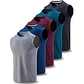Liberty Imports Pack of 5 Men's Stretch Cool Dry Muscle Tank Tops Athletic Crewneck Sleeveless Workout Shirts