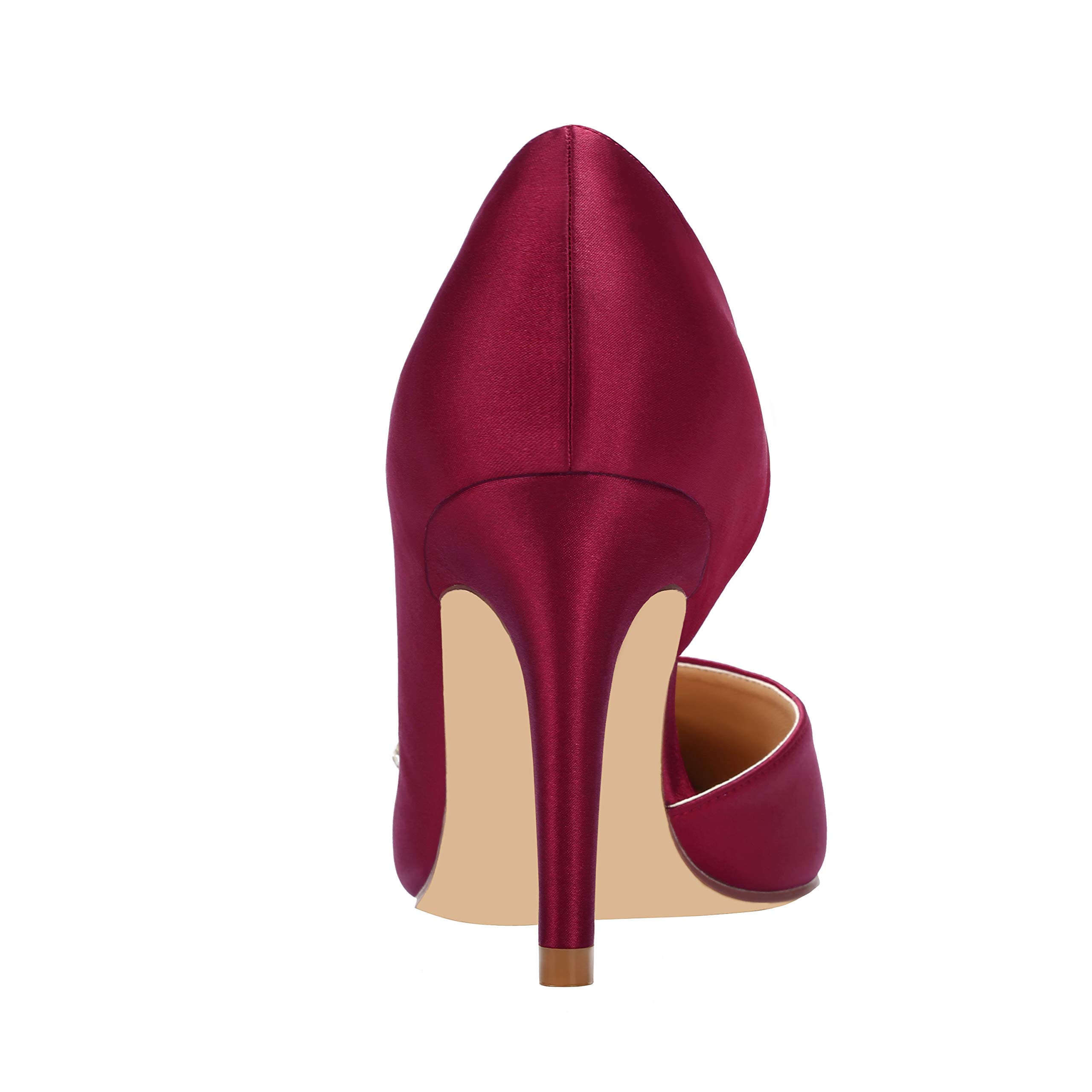 ERIJUNOR Pointy Toe Mid Heels Pumps Rhinestones Evening Party D’Orsay Satin Shoes for Women - Image 6