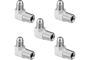Racewill 5 Pack 90 Degree Elbow Hydraulic Adapter Fittings: 3/8" JIC Male x 3/8" NPT Male, with Protection Cover Hydraulic Hose Crimp Connectors
