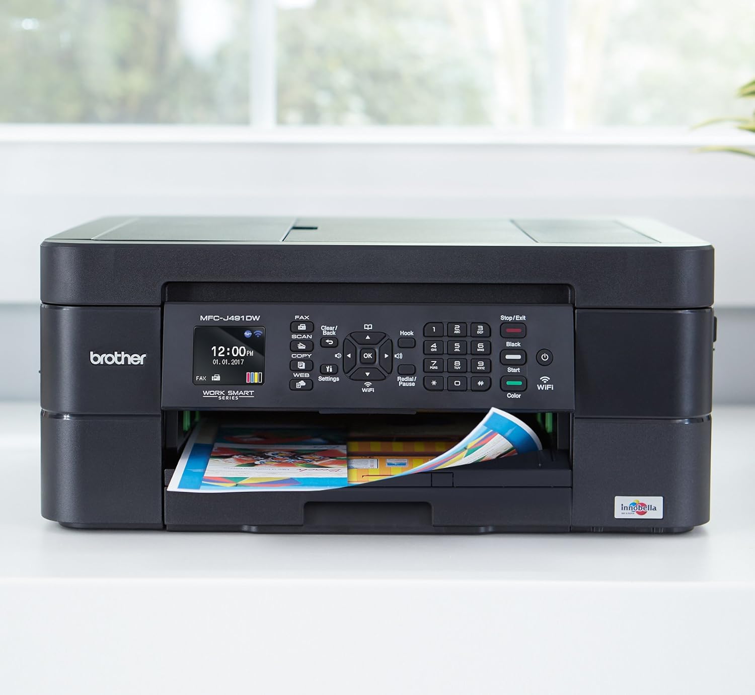 Brother Wireless All-in-One Inkjet Printer, MFC-J491DW, Multi-function Color Printer, Duplex Printing, Mobile Printing, Dash Replenishment Enabled, Black, 8.5 (MFCJ491DW): Office Products