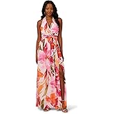 Adrianna Papell Womens Floral Chiffon Ring Gown