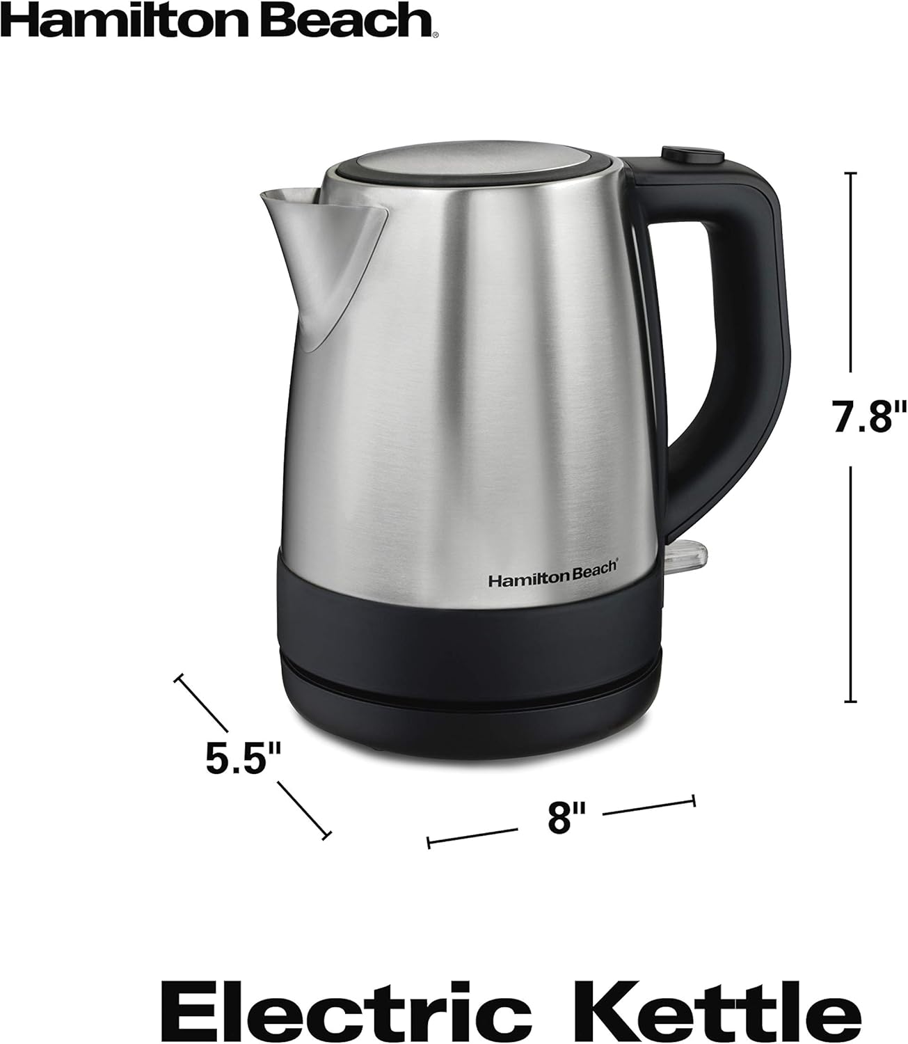 Hamilton Beach Electric Tea Kettle, Water Boiler & Heater, 1 L, Cordless, Auto-Shutoff & Boil-Dry Protection, Stainless Steel (40998): Kitchen & Dining