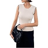 SHENHE Women's Sleeveless Sweater Vest Crew Neck Slim Fit Ribbed Knit Sweater Tank Pullover