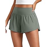 CRZ YOGA Butterluxe-Light High Waisted Dolphin Shorts for Women 2.5" Soft Split for Casual Lounge Athletic Yoga with Liner