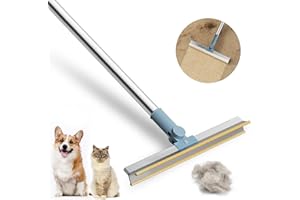 AFunkoo Pet Hair Remover for Carpet - 56" Telescopic Long Handle Carpet Rake for Dog and Cat Hair Removal Tool- Reusable Metal Scraper Lint Remover for Embedded Fur Rug Stairs Couch Car Mats