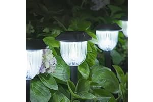 AOSEA 12000K 10 Pack Solar Lights Outdoor IP65 Waterproof,LED Solar Lights for Outside,Landscape Lighting,Garden Decorative for Yard,Patio,Landscape,Walkway,Sidewalk,Driveway,Lawn (Cold White)