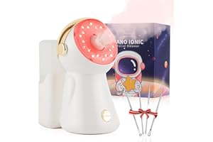 LIARTY Nano Ionic 3-in-1 Hot Mist Facial Steamer 380ml, Humidifier Facial Deep Cleaning with LED Light for Face, Home Sauna Spa Sprayer (Gold)
