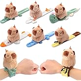 Soulchen 6 Pcs Cute Capybara Party Favors Slap Bracelets for Kids Stuffed Animal Plush Slap Bracelets Bulk Capybara Wrist Bands for Birthday Gifts Goodie Bag Fillers