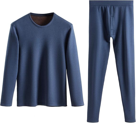Amazon Co Jp Amazon限定ブランド インナーシャツ メンズ 冬用起毛 防寒 特厚上下セット 超極暖 ネービーブルー 02 L 服 ファッション小物