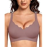 Gailife Scalloped Lift Bras Women Soft Jelly Push Up Wireless Bra Supportive V Neck No Underwire Seamless Tshirt Bralettes