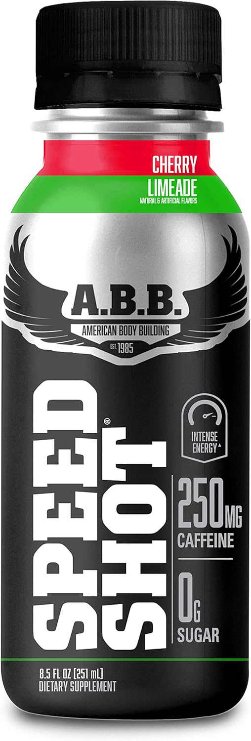 American Body Building (ABB) Speed Shot, Caffeine Shake, Pre-Workout, Intense Energy Shot with Zero Sugar, Watermelon Flavored Ready to Drink 8.5 oz Bottles, 12 Count: Health & Personal Care