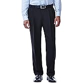 Haggar Men's E-Clo Repreve Classic Fit Pleat Front Dress Pant with Hidden Expandable Waistband