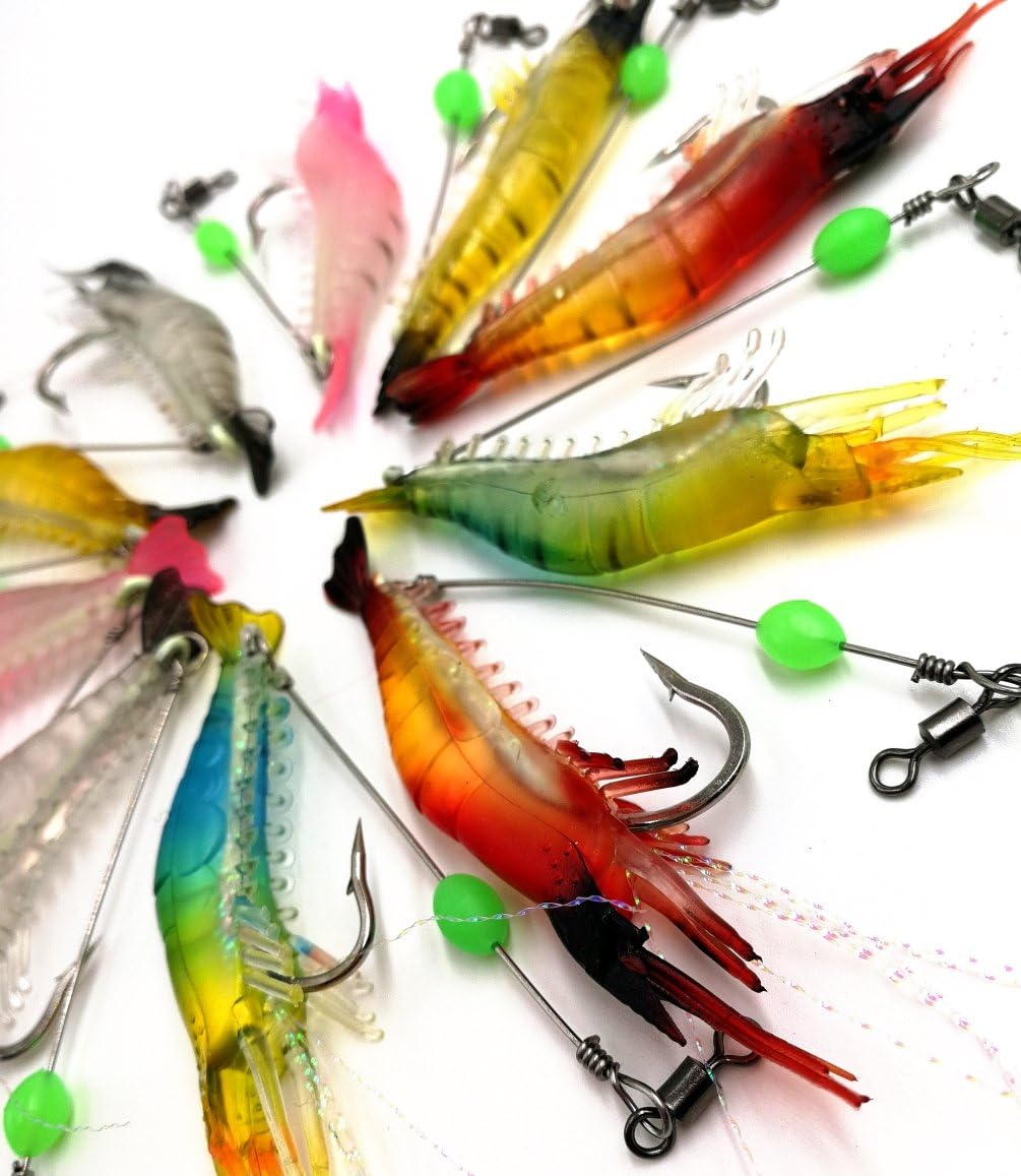 10pcs Shrimp Bait Set - Plastic Shrimp Fishing Lures - Soft Lures Luminous Fishing Lure with Sharp Hook Fishing Tackles Shrimip : Sports & Outdoors