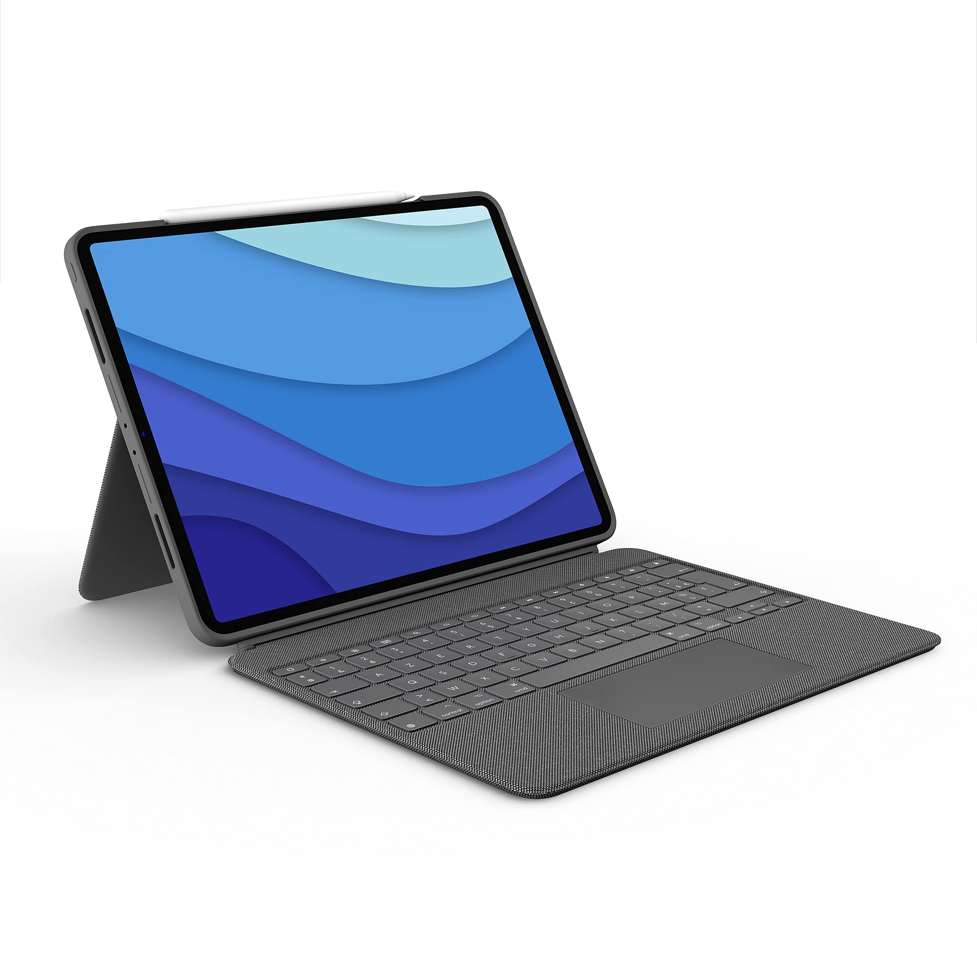 Logitech Combo Touch pour iPad Pro 12,9 Pouces (5E, 6E Générations: 2021, 2022)Clavier Rétroéclairé Amovible avec Support, Pavé Tactile Click-Anywhere, Smart Connector, Français Azerty - Gris