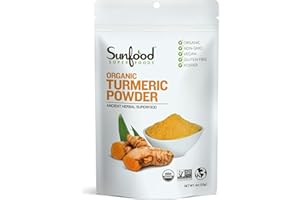 SUNFOOD SUPERFOODS Sunfood Organic Turmeric Powder - Turmeric Powder Organic, Ground Turmeric Powder, Curcuma Supplement, Pure Ground Spice for Health, Seasoning, Curcumin, Organic Turmeric Root Powder - 4 oz Bag