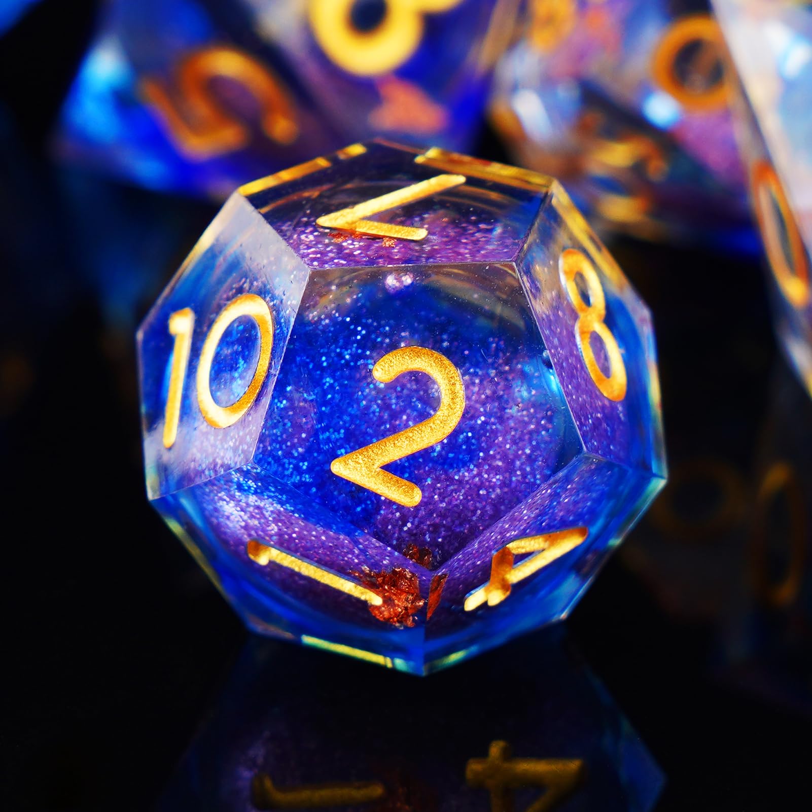 ORUZA 7 PCS Liquid Core DND Dice Resin Sharp Edge Dice Polyhedral D&D Dice Set for Dungeons and Dragons RPG MTG Role Playing Game Dice D20 D12 D10 D8 D6 D4 D% — image 1