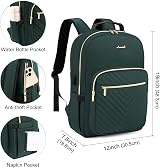 LOVEVOOK 17.3 Inch Laptop Backpack Women USB Port Water Resistant Deepgreen view 3