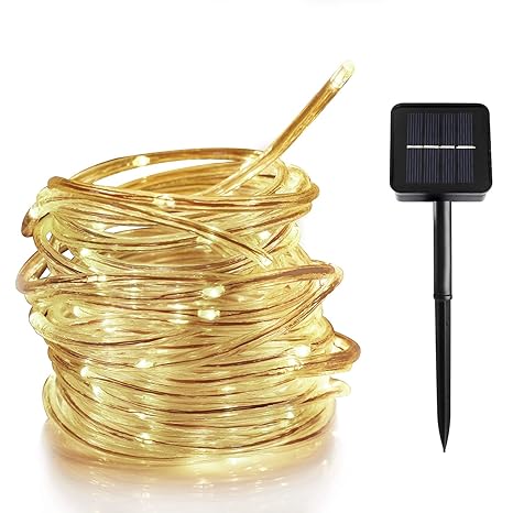 TurnRaise 12 M 100 LED Solar Garten Lichterkette, Wasserdicht IP65 Led Lichtschlauch,Außenlichterkette, LED Lichterketten Für
