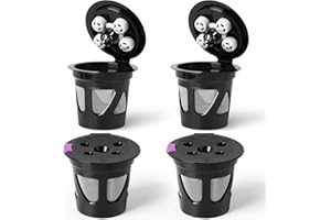Universal Reusable K Cups for Keurig, 4-Pack Refillable Coffee Pods with 5 Holes, Compatible with Keurig K Supreme, K Slim, K
