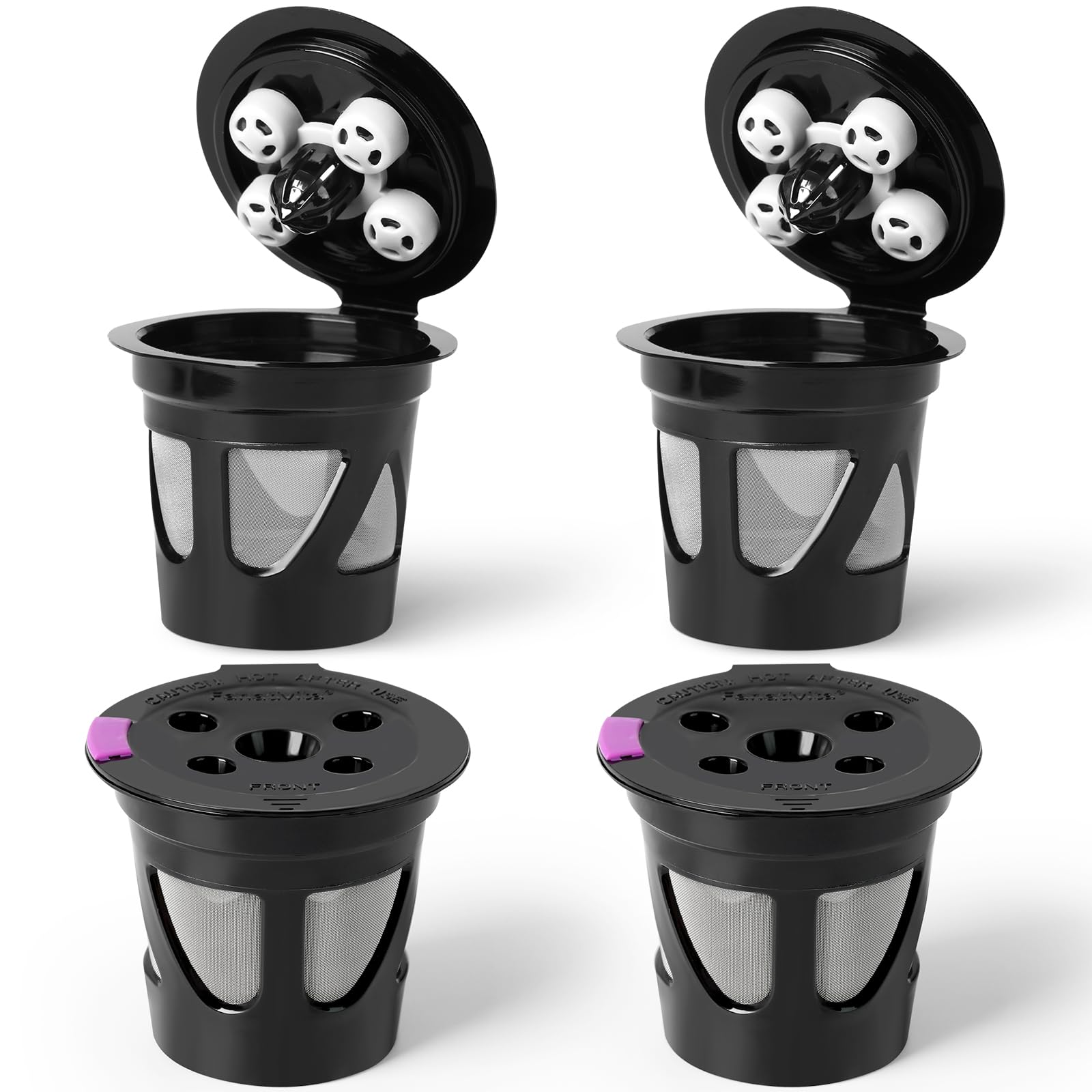 Photo 1 of Universal Reusable K Cups for Keurig, 4-Pack Refillable Coffee Pods with 5 Holes, Compatible with Keurig K Supreme, K Slim, K-Duo Gen2, K-Brew Chill (MultiStream Technology)
