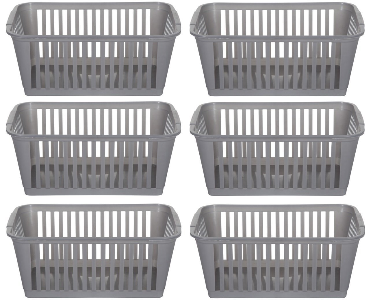 25 cm Silver Plastic Handy Basket Storage Basket - Pack of 6