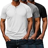 Riyiper 3 Pack Henley Shirts for Men Short Sleeve Raglan M-5XL Regular and Big Tall Tops Casual Summer Basic Tee