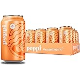 Poppi Sparkling Prebiotic Soda Beverage with Apple Cider Vinegar, Seltzer Water and Fruit Juice, Orange Cream Flavor, 12 oz, Pack of 12, Packaging may vary.