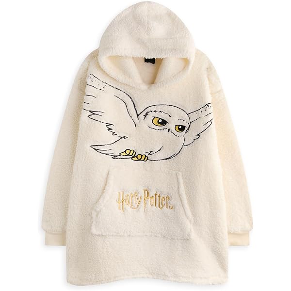 Felpa Con Cappuccio Harry Potter Per Donna - Pile Sherpa, Stampa Edvige, Cerniera Frontale, Colore Bordeaux