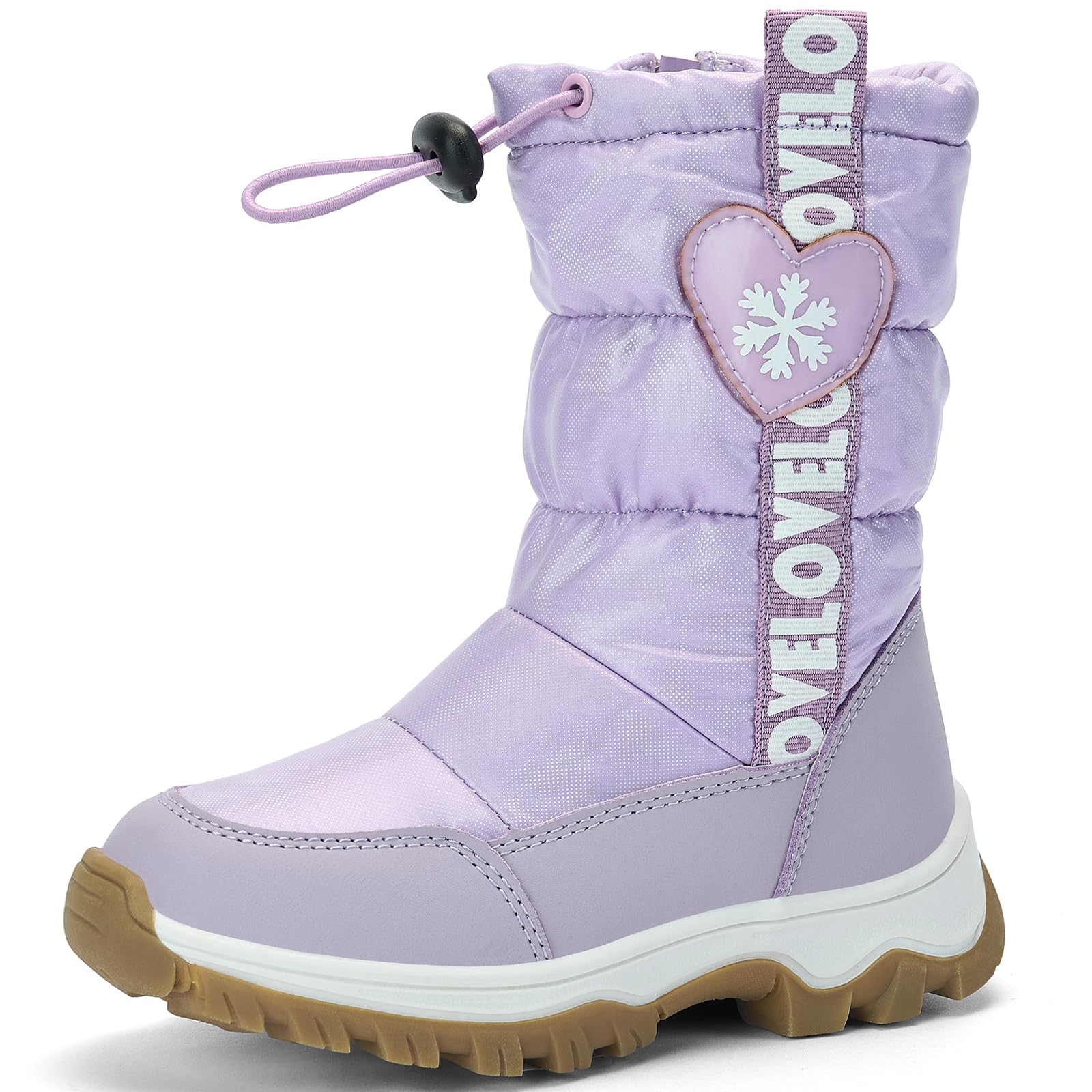 Photo 1 of TZJS Girls Winter Boots Lightweight Kids Snow Boots Adjustable and Side Zipper Girl Outdoor Warm Boot Cold Weather Shoes with Faux Fur Lined for Toddler/Little Kids(Purple,8)