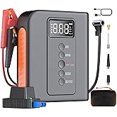 Battery Jump Starter with Air Compressor for Car, 10000mAh Portable Power Pack 150PSI Tire Inflotor, USB Charge, LED Light, for All Gas and Up to 8L Diesel Engines Jumper Box