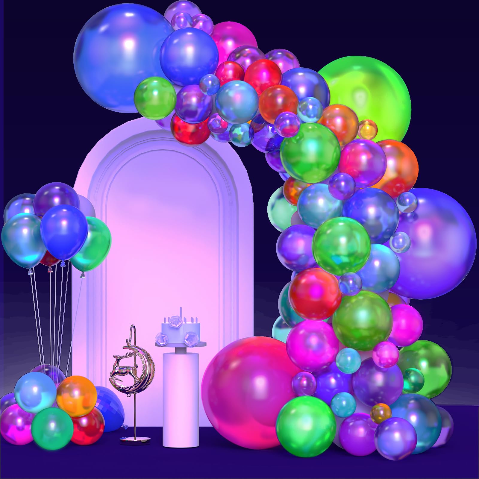 Photo 1 of 120 Pcs UV Neon Balloons, Neon Glow Party Balloons UV Black Light Balloons Glow in the Dark for Birthday Decorations Wedding Glow Party Supplies Blacklight Reactive Fluorescent Balloons (120)