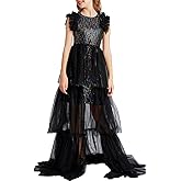 GRACE KARIN Girls Sequin Dress Formal Pageant Sparkle Party Ruffle Prom Maxi Dress Size 5-14Y