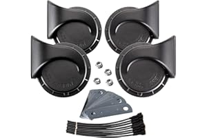 FARBIN 4pcs Loud Train Horn for Truck Car, Super Loud Car Horns 12v Waterproof Auto Horns, Electric 12V High and Low Tone Horn Raging Sound (Two pairs of horn, 12v)