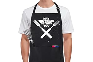 Xornis 100% Cotton Funny Apron for Men Women Adjustable Bib Aprons with 2 Pockets Grill Kitchen Cooking BBQ One Size Fits All
