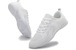 GlideMoves Cheer Shoes Girls White Cheerleading Team Lightweight Breathable Flexible Tumbling Dancing Training Tennis Walking