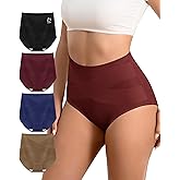 MIOTAN Women's Underwear 4 Pack Cotton High Waisted No Muffin Top Ladies Panties Postpartum Soft Briefs Full Coverage