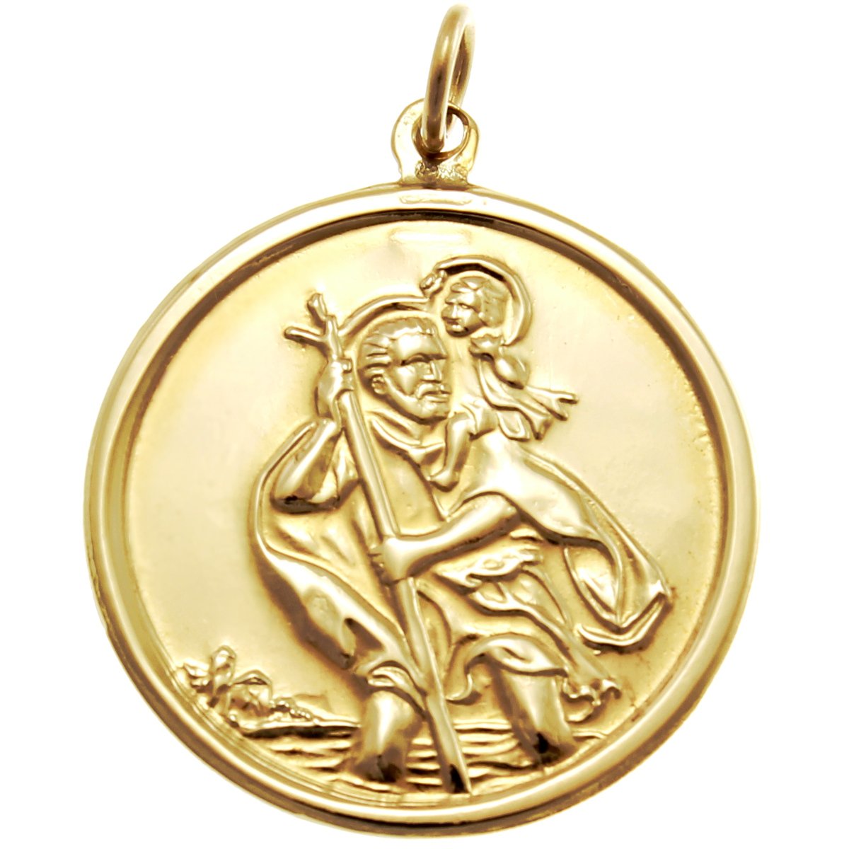 Alexander Castle Solid 9ct Gold St Christopher Pendant Medal for Women Men Boys Girls - 26mm - PENDANT ONLY with Jewellery Gift Box