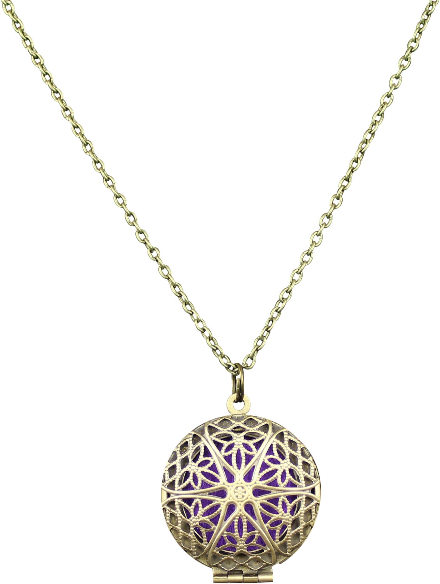 Purvita Essentials Essential Oil Diffuser Necklace | Antique Bronze Aromatherapy Diffuser Necklace