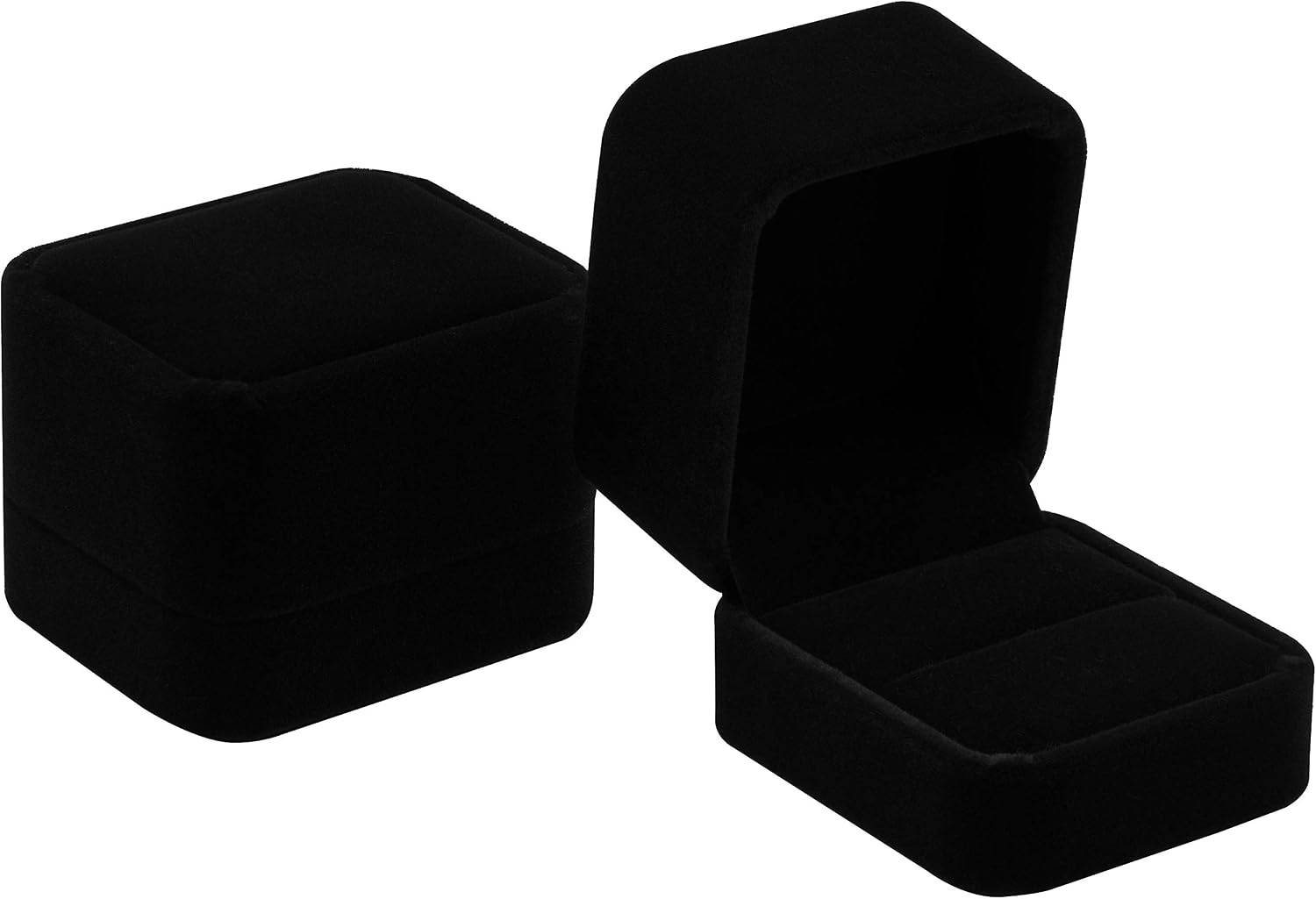 POKOFO Classic Velvet Engagement Ring Box Earring Jewelry Case Gift Box (Black), 6 x 5 x 4.5 cm