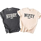 Custom Hubby and Wifey Sweatshirts Hoodies Tshirts Comfort Colors® for Valentines Day Matching Couples Wedding Gifts