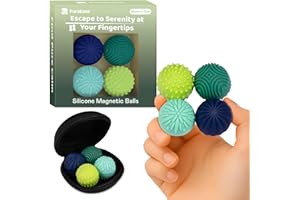 PURAEASE Magnetic Sensory Fidget Balls – 4PC Medium Weighted Textured Silicone Stress Relief Toys for Adults & Teens with ADHD, Autism, Anxiety – Quiet Magnet Fidgets for Desk, Travel, Office & Gifts