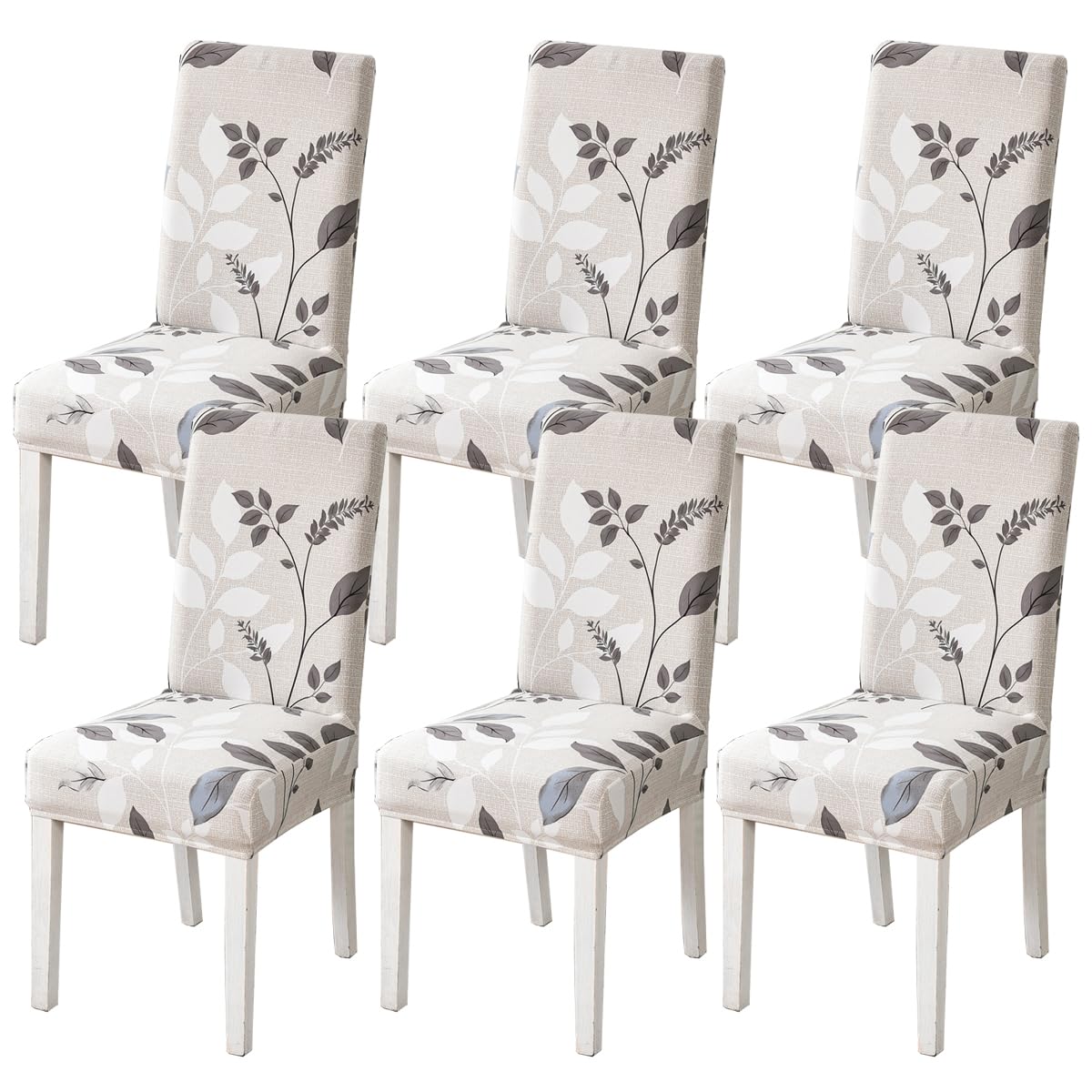HZDHCLH Chair Covers Set of 4/6 Stretch Modern Chair Slipcovers for Dining Room Kitchen Wedding Party Washable Chair Protector(leaf,6pcs) — image 1