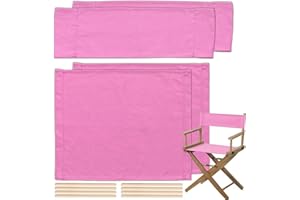 STAY GENT 18''L X 15''W 2 Set Directors Chair Replacement Canvas for 18'' Director Chairs, Replacement Cover Canvas Seat and 19.7''L X 6.3''W Back Covers Kit for Director Chairs Movie Chair, Pink