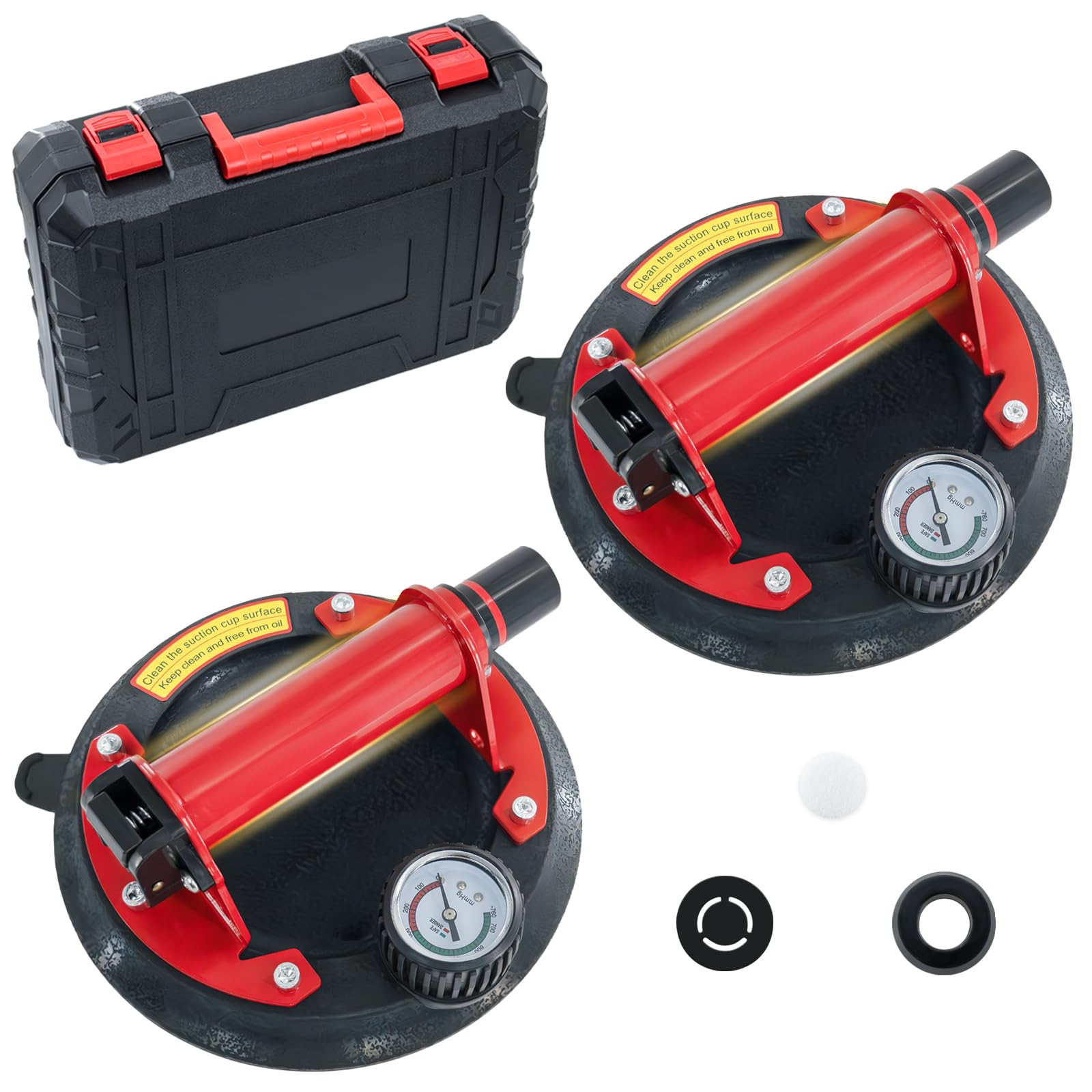 Photo 1 of 2 Pack 8" Suction Cup for Glass, Heavy Duty Glass Suction Cup Lifter with Metal Handle, Max Load 880lbs Industrial Windows Suction Cups Handle for Tile, Granite