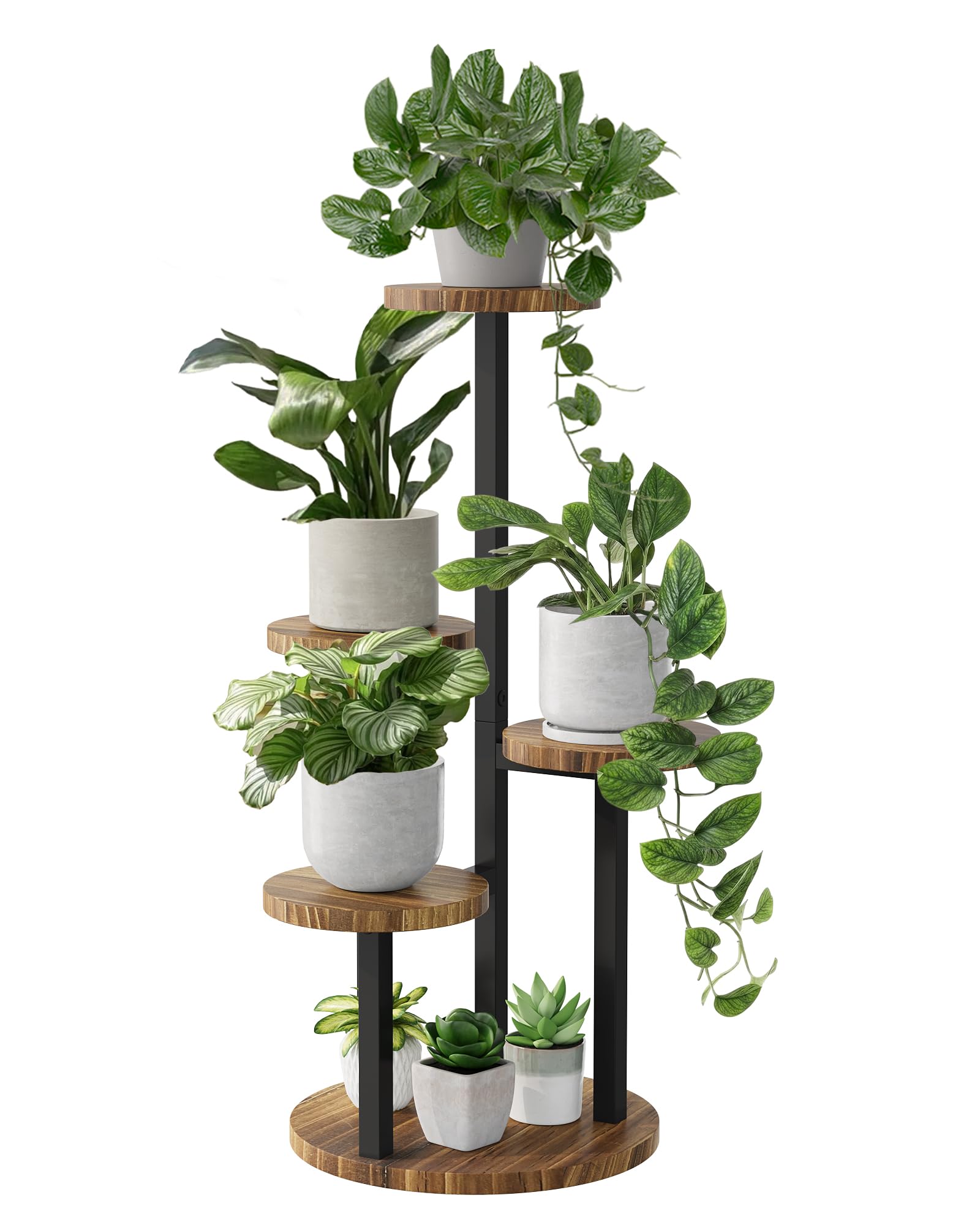 Bamworld Plant Stand Corner Wood Plant Shelf Indoor Small flower Stand Holder Outdoor Metal Tiered Plant Table for Window Balcony Living Room Gardening (4 Tier)