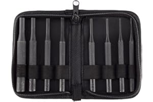 8 Pieces Gunsmith Grip Pin Punch Tool Set in Zippered Organizer Carry Case for Woodwork Machinery Repairs and Crafts by BOOSTEADY